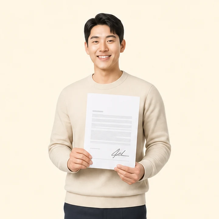신용불량 QM6 장기렌트 서면 견적서를 들고 있는 고객
